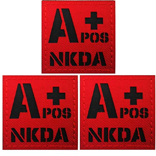 Infrarot IR reflektierend A POS NKDA A+ Blutgruppe Taktische Morale Klett-Patches Keine bekannten Drogenallergien von APBVIHL