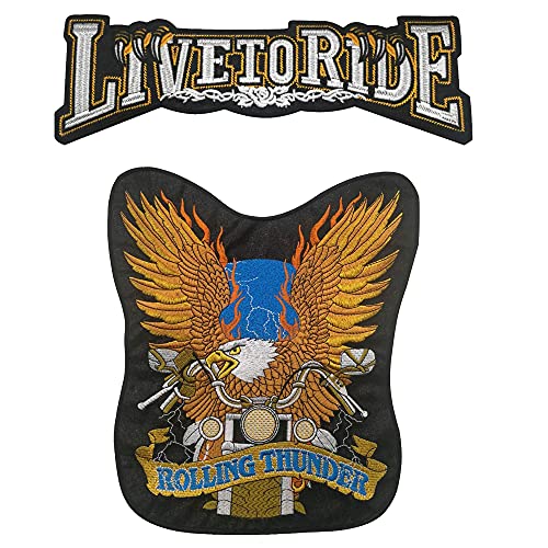 Live to Ride Rolling Thunder Skull Punk Rocker Rider Motorrad Biker Patches bestickte Nähapplikationen dekorative Abzeichen von APBVIHL