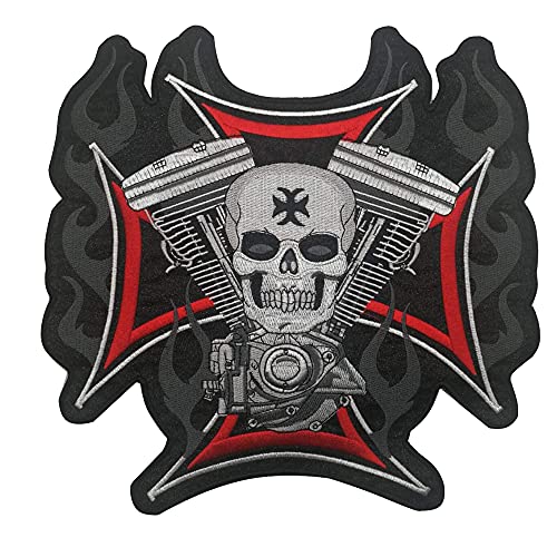 Motor-Aufnäher mit Totenkopf, Punk, Rocker, Reiter, Motorrad, Biker, bestickt, Nähapplikationen, dekorative Abzeichen von APBVIHL