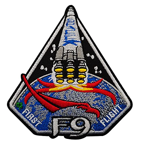 Spacex F9 First Flight Patch, Falcon 9 Dragon Space Mission Program Logo bestickt Dekoration Patches Aufnäher Applikation Abzeichen Set von APBVIHL