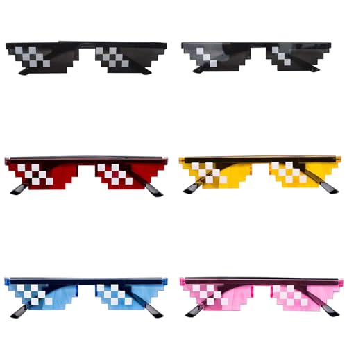 APDDHJ Pixel-Sonnenbrille, 6 Paar coole Brillen, Mosaik-Gläser, mehrfarbige Kunststoffgläser, lustige Brillen, geeignet für Urlaubsdekoration, Requisiten, Brillen, Erwachsene und Kinder, von APDDHJ