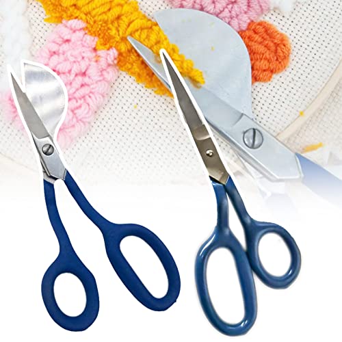 APENCHREN 18 cm Entenschnabelschere & Schlitzschere für Tufting Gun Teppichpflege/Scheren, Teppichflorschere mit rutschfestem Griff, 2 Stück, Blau von APENCHREN