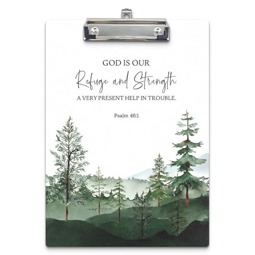 APJYM Christliche Klemmbretter, God is Our Refuge and Strength Bibelvers Woodland Wooden Clip Board for Office Classroom Teacher Student Doctor Nurse, Standard A4 Letter Size 9x12.6 Inch von APJYM