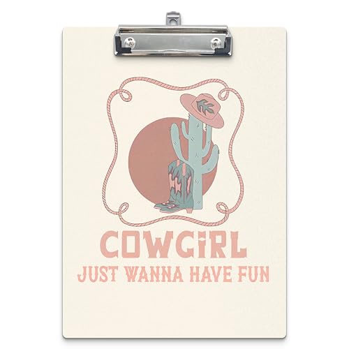 APJYM Pinke Western-Klemmbretter, Cowgirl Just Wanna Have Fun Holz-Klemmbretter für Büro, Klassenzimmer, Arzt, Krankenschwester, Cowgirl-Schulbedarf, Western-Bürobedarf, Standard-A4-Briefgröße 22,9 x von APJYM