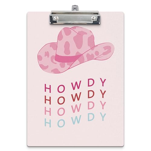 APJYM Pinke Western-Klemmbretter, adretter rosa Cowgirl-Hut, Howdy Holz-Klemmbretter für Büro, Klassenzimmer, Arzt, Krankenschwester, Cowgirl-Schulbedarf, Western-Bürobedarf, von APJYM