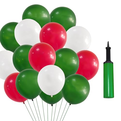 APKOL 90 Stück Luftballons Weihnachten mit Ballonpumpe, 10 Zoll Rot Grün und Weiß Weihnachtsdeko, Christmas Deko Dekoration Modern von APKOL