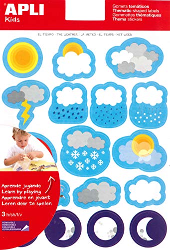 APLI 12946 Pack Sticker Wetter, 3 Blätter abklebbar von APLI Kids