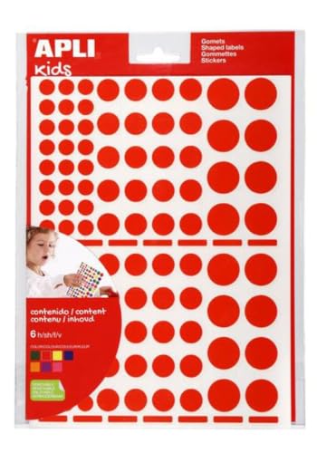 APLI Kids 102604 – Set mit geometrischen Aufklebern, wiederverwendbar, Rot, 6 Blatt = 624 Stück von APLI Kids