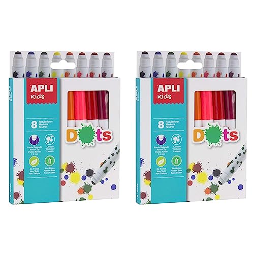 APLI Kids 16805 - Filzstifte, Punkte, 8 Stk. (Packung mit 2) von APLI Kids