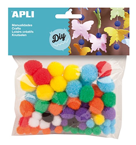 Apli 946035 - Pompons zum Basteln, buntes Sortiment - Pack 78 Stück Apli 946035 - Pompons zum Basteln, buntes Sortiment - Pack 78 Stück von APLI Kids