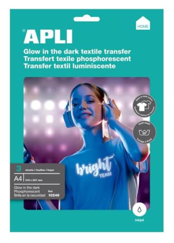 APLI 10248 Transferpapier Fluor 3 feuilles Leuchtet in der Nacht von APLI