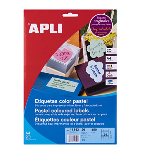 APLI 11842 Etiketten Pastellblau permanent 70,0 x 37,0 mm 20 Blatt von APLI