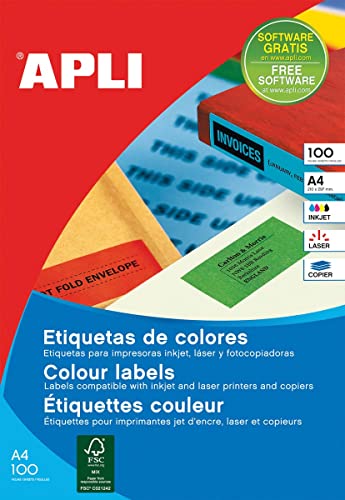 APLI 12993 Permanent-Etiketten, rot, 105,0 x 148,0 mm, 20 Blatt von APLI