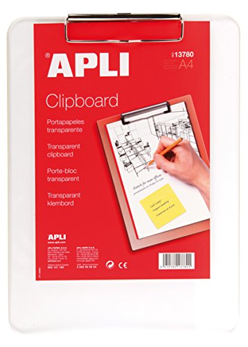 APLI 13780 Clipboard aus Kunststoff, transparent, A4 von APLI