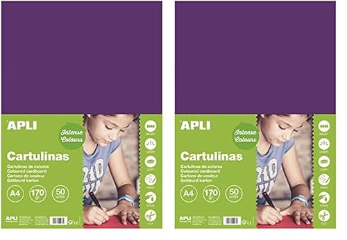 APLI 14247 - Lila Karton A4 170 g 50 Blatt (Packung mit 2) von APLI