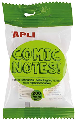 APLI 16278 Haftnotizen, Comic, 70 x 70 mm, Block mit 200 Blatt, 4 Farben, fluoreszierend von APLI