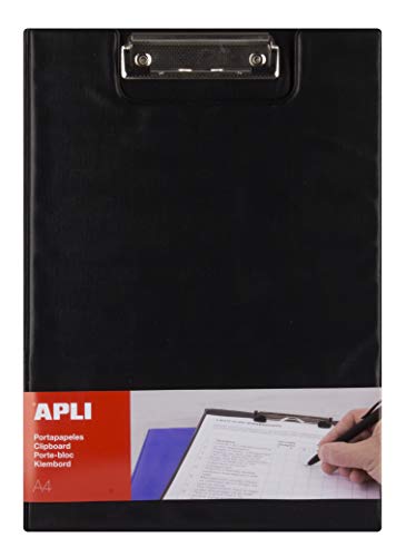 APLI 17204 Clipboard mit Klappe, Schwarz, A4 von APLI