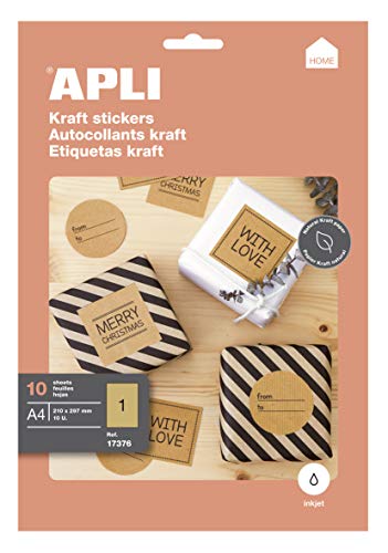 Apli Kraft Etiketten mit 10 Blatt, 210.0 x 297.0 mm von APLI