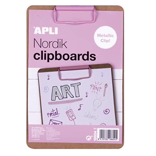 APLI Nordik Collection 18604 Clipboard Klemmbrett aus Holz, A5, rosa von APLI