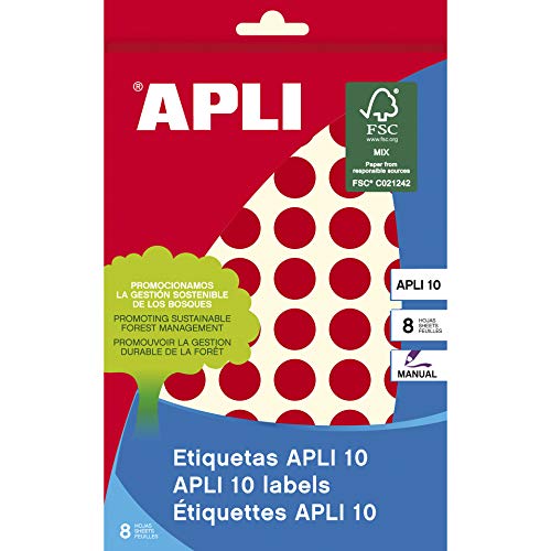 APLI 2736 - Etiketten rot (Ø 13) 8 Blatt von APLI