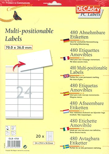 APLI DECADRY Samt-480 Etiketten, 70 x 36 mm weiß von APLI