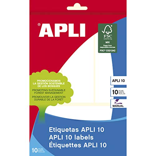 APLI Weiße Etiketten (38 x 102), 10 Blatt von APLI