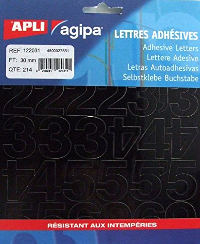 Agipa 122031 Zahlen selbstklebend 30 mm 214 Stück schwarz von Agipa