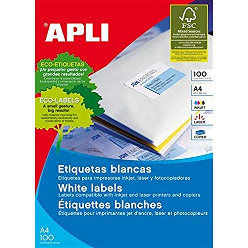 Apli 002604 - Pack 100 weiβe Etiketten für Drucker 105X40 von APLI