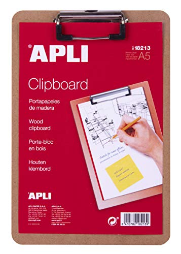 Apli 18213 Clipboard aus Holz, Braun, A5 von APLI