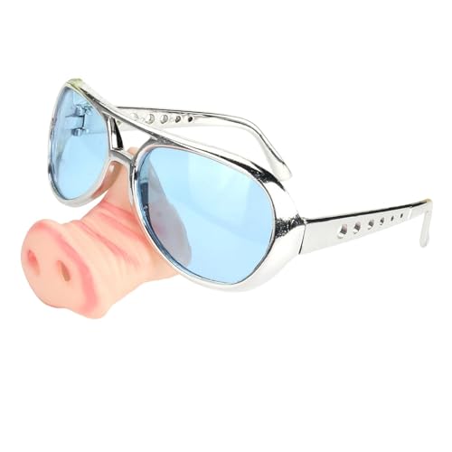 APLVFFZH Schweinchen Brille mit Riesennase, Party Accessoire für Maskerade Und Fasching, Blau von APLVFFZH