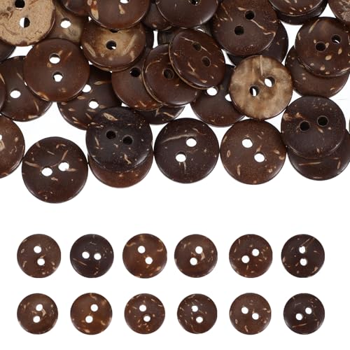 100 Stück 20 mm Knöpfe Holz, 2 Löcher Nähen Knöpfe, Natürliche Kokosnussschalenknöpfe, Holzknöpfe Nähknöpfe Braune Knöpfe Kokosnussknöpfe für DIY Scrapbooking Decor Kleidung Zubehör Nähen und Basteln von APLZGMG