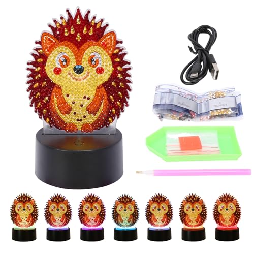 APODESS 21TLG Herbst Basteln für Kinder Diamond Painting Igel Deko Herbstdeko Igel Figur Diamond Painting Lampe Igel Basteln Nachtlicht Geschenke für Mädchen 5 6 7 8 9 10 Jahre Herbst Autumn Fall von APODESS