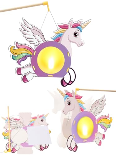 APODESS 2SET LED Einhorn Laternen Bastelset für Kinder Herbst Basteln Martinslaternen Halloween Basteln Lampions Kinder Laterne für Jung Mädchen Sankt Martin Martinsumzug von APODESS