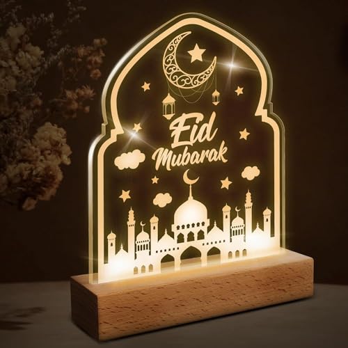 APODESS Ramadan Deko Laterne Led Ramadan Licht Eid Mubarak Deko Lampe Hosgeldin Ramazan Dekor Light Bismillah Geschenke Islam Deko Umrah Moon und Stern Lampe für Schlafzimmer Tisch Dekorative von APODESS