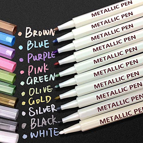 Metallic Marker Stifte, APOGO 10 Farben Metallic Stifte Metallischen Marker für DIY Fotoalbum, Gästebuch, Hochzeit, Glas, Kunststoff, Stein, Holz von APOGO