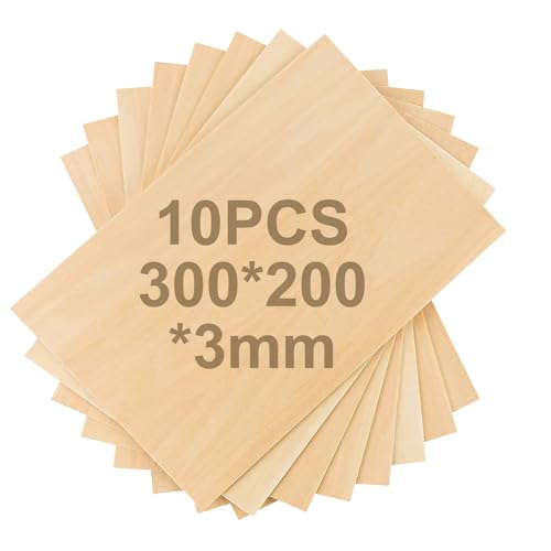 10 Stück Sperrholz Holzplatte, Bastelholz Holzplatte, Sperrholzplatten 300 x 200 x 3(+/- 0,2) mm Sperrholz Balsaholz für zum Basteln, Modellbau, Lasergravur, Gemälde Kunst, Holz Brennen von APOMOONS