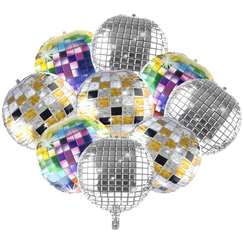 55,9 cm Disco-Party-Dekorationen, 4D-Disco-Ballons, Geburtstagsballons, Disco-Folienballons, Metallic-Gold, Silber, Helium-Folienballon, 70er-Jahre-Disco-Mottoparty, Geburtstagsparty von APOMOONS