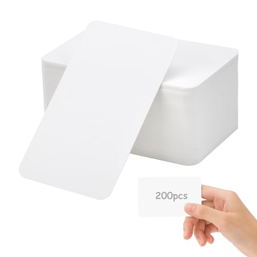 APOMOONS 200 Stück Blanko Papier Karten, Karteikarten Blanko Spielkarten, Visitenkarten Papier, 9 x 5,5 cm Weißes Kraftpapier Karten zum Selbstgestalten für DIY Schule Büro Vokabel Lernen von APOMOONS