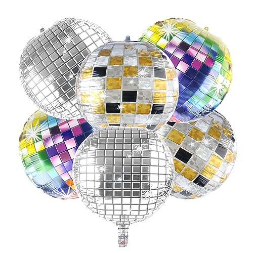 Discokugel Luftballon, 6 Stück Disco Balls Ballons Mehrfarbige Disco Folienballons 22 Zoll 4D Luftballons Folienballon Geburtstag für DiscoMottoparty Geburtstag Party mitzvah Abschlussfeier (6) von APOMOONS