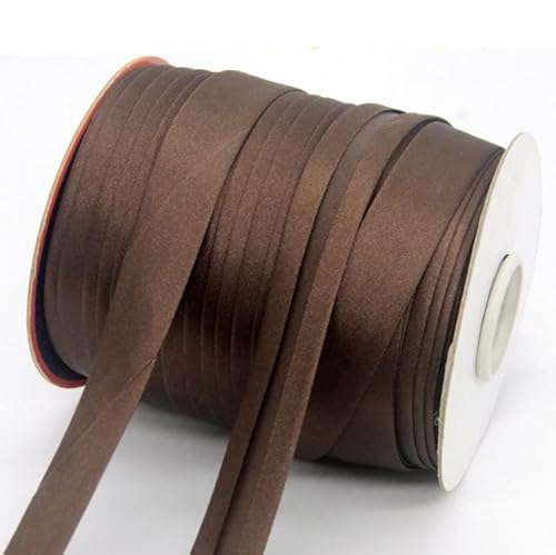 Polyester-Satin-Schrägband, Größe: 20 mm, Textilstoff, chinesischer Anzug, 12 $ für 100 m, zum Selbernähen von Kleidungsstücken, Schwarzbraun 100 m, 2 cm 100 m von APTTEK