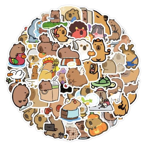 100 Süße Capybara-Aufkleber, Wasserfeste Meme Aaufkleber, Sticker Set, Vinylaufkleber Aufkleber für Laptop, Skateboard, Telefon, Notebook, Aufkleber für Erwachsene, Kinder, Teenager von AQCQDQ