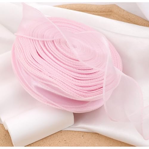 40 Yards Schillerndes Chiffonband Scher Draht Organza Band, Drahtkante Schleifenband Stoffband für Blumensträuße Geschenkverpackung, Hochzeitsstrauß, Schleifen, Kränze, 4cm (10 Yards,RosaB) von AQCQDQ