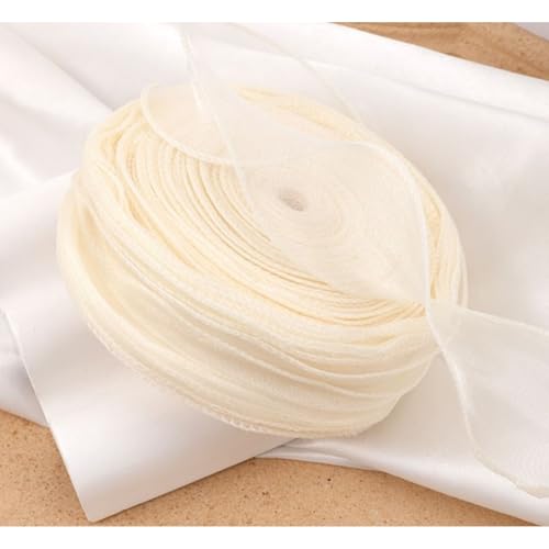 40 Yards Schillerndes Chiffonband Scher Draht Organza Band, Drahtkante Schleifenband Stoffband für Blumensträuße Geschenkverpackung, Hochzeitsstrauß, Schleifen, Kränze, 4cm (10 Yards,gelb) von AQCQDQ