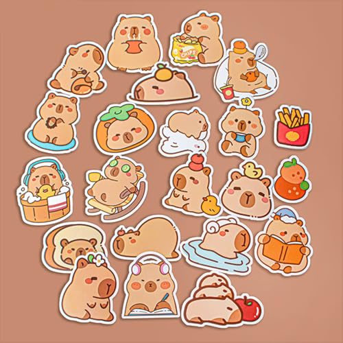 50 Süße Capybara Aufkleber, Wasserfeste Meme Aaufkleber, Sticker Set, Vinylaufkleber Aufkleber für Laptop, Skateboard, Notebook, Aufkleber für Erwachsene, Kinder, Teenager von AQCQDQ