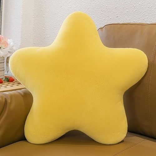 AQCQDQ Kuschelkissen Kinder, Sternkissen, Kissen Stern Kinderzimmer, Weiche Flauschiges Sternform Dekokissen für Mädchen und Jungen (Gelb,30 cm) von AQCQDQ