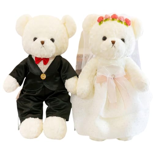 AQCQDQ Teddybär, Kuscheliges Dekoratives Zimmerkissen, Teddybär Hochzeitspaar 45 cm Braut und Bräutigam, Geschenke Zum Valentinstag. (Bai Shuang,75 cm) von AQCQDQ