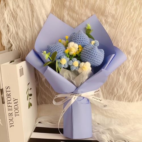 AQCQDQ Tulpen Häkel-Blumenstrauß Gehäkelte Blumen Handgefertigte Häkelblume Künstliche Tulpen Künstliche Blumen für Home Decor Ornamente Geburtstagsgeschenk (Blaue) von AQCQDQ