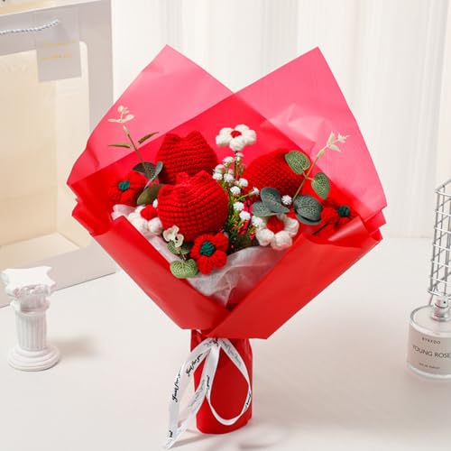 AQCQDQ Tulpen Häkel-Blumenstrauß Gehäkelte Blumen Handgefertigte Häkelblume Künstliche Tulpen Künstliche Blumen für Home Decor Ornamente Geburtstagsgeschenk (Rote) von AQCQDQ