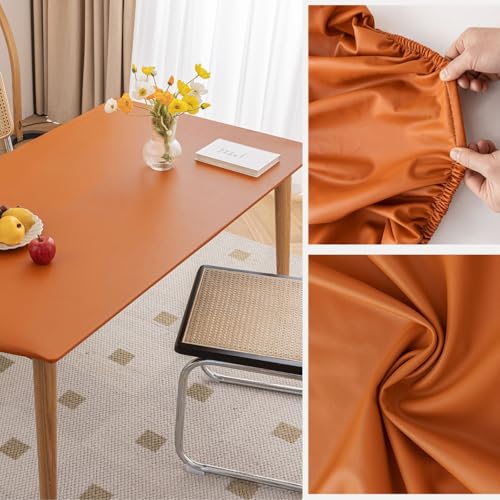 Elastisch Tischtuch, Wasserdicht Ölbeständig Tischdecke, Pu Leder Knitterfreie Tisch Stoff, Dauerhaft Kratzfest für Kitchen, Haus, Hochzeiten, Party (Orange,70 * 120 cm) von AQCQDQ