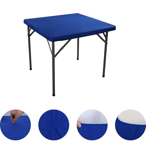 Elastische Quadratische Tischdecke, Stretch Tischdecke, Stehtischhussen, Tischplattenabdeckung mit Gummizug for Esszimmer, Küche, Zuhause, Party (Blau) von AQCQDQ